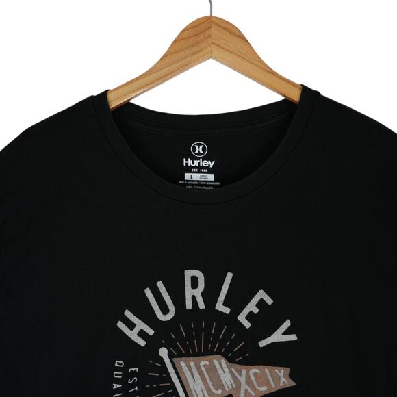Hurley T-Shirt Mens Large Black Graphic Tee MCMXCIX Skater Surfer Grunge - Picture 4 of 7